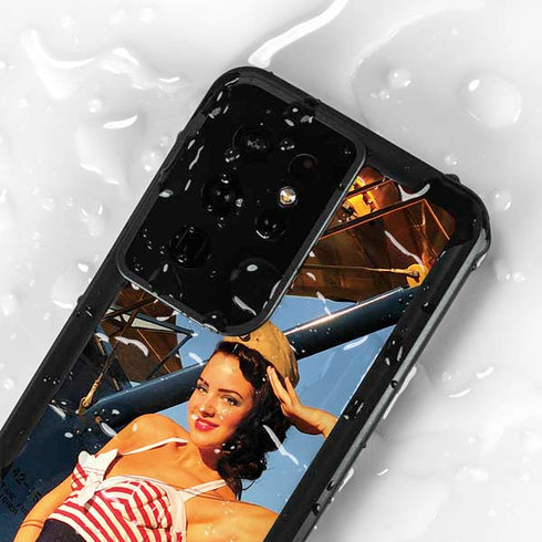 1940s Pin-Up On Stearman Biplane Galaxy S24 Ultra Waterproof Case