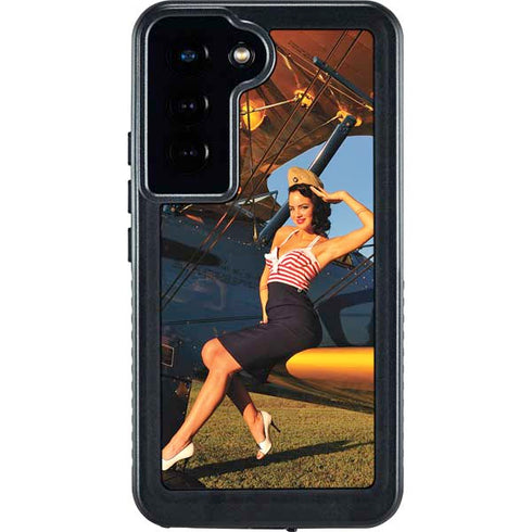 1940s Pin-Up On Stearman Biplane Galaxy S24 Waterproof Case