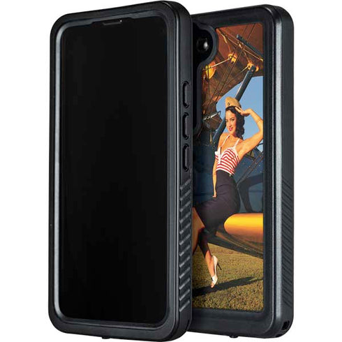 1940s Pin-Up On Stearman Biplane Galaxy S24 Waterproof Case