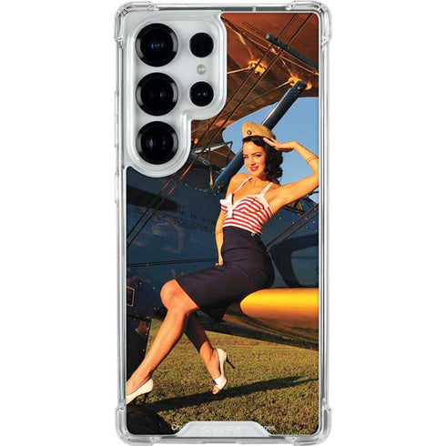 1940s Pin-Up On Stearman Biplane Galaxy S25 Ultra Clear Case