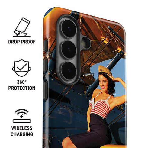 1940s Pin-Up On Stearman Biplane Galaxy S26 Impact Case