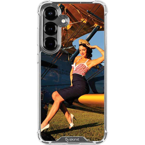1940s Pin-Up On Stearman Biplane Galaxy S26 Plus Clear Case