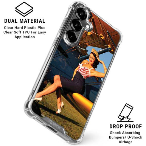 1940s Pin-Up On Stearman Biplane Galaxy S26 Plus Clear Case