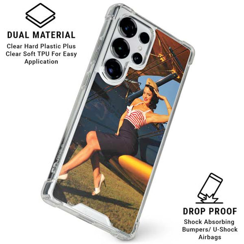 1940s Pin-Up On Stearman Biplane Galaxy S26 Ultra Clear Case