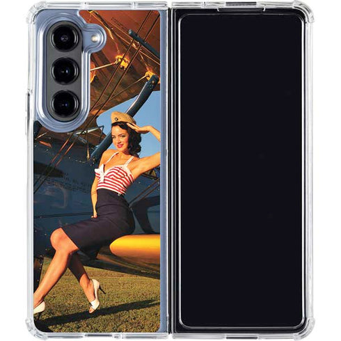 1940s Pin-Up On Stearman Biplane Galaxy Z Fold5 5G Clear Case