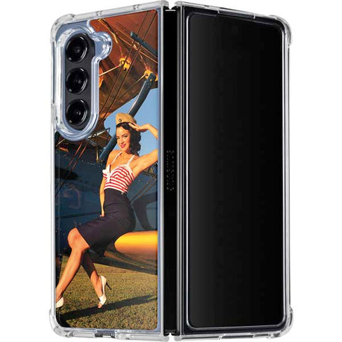 1940s Pin-Up On Stearman Biplane Galaxy Z Fold5 5G Clear Case