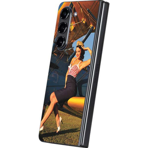 1940s Pin-Up On Stearman Biplane Galaxy Z Fold5 5G Skin