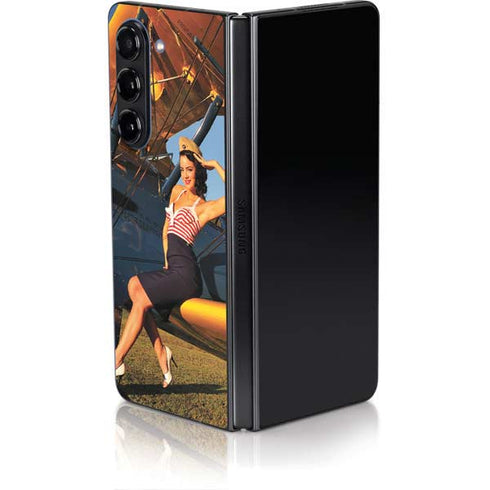 1940s Pin-Up On Stearman Biplane Galaxy Z Fold5 5G Skin