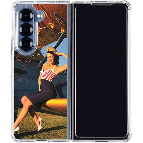 1940s Pin-Up On Stearman Biplane Galaxy Z Fold6 Clear Case