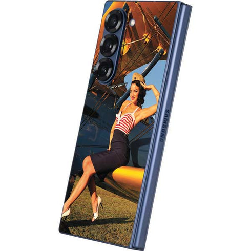 1940s Pin-Up On Stearman Biplane Galaxy Z Fold6 Skin