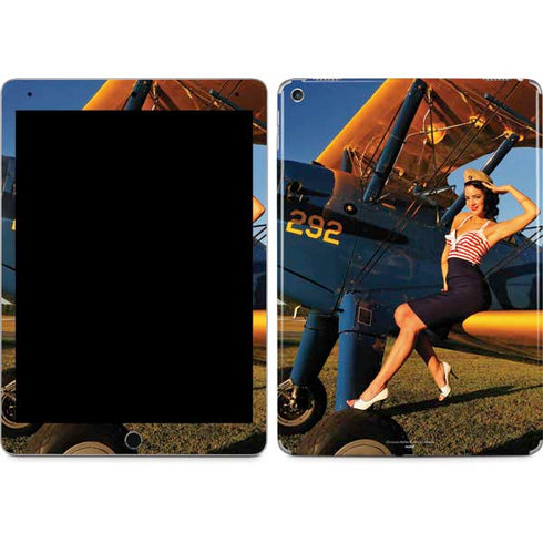 1940s Pin-Up On Stearman Biplane iPad Skins