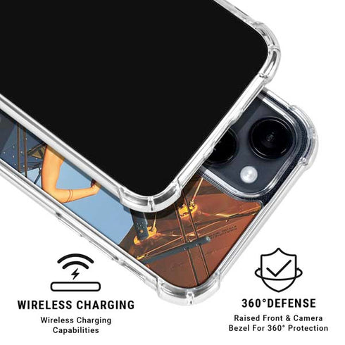 1940s Pin-Up On Stearman Biplane iPhone 15 Clear Case