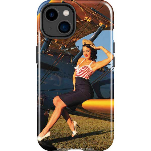 1940s Pin-Up On Stearman Biplane iPhone 15 Impact Case