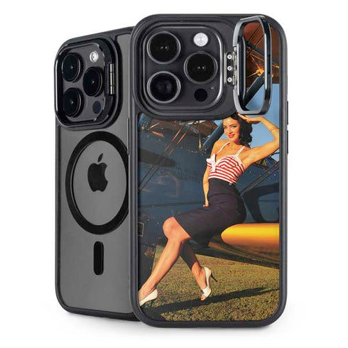 1940s Pin-Up On Stearman Biplane iPhone 15 Pro Max Kickstand Case