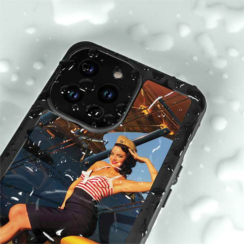 1940s Pin-Up On Stearman Biplane iPhone 15 Pro Waterproof Case