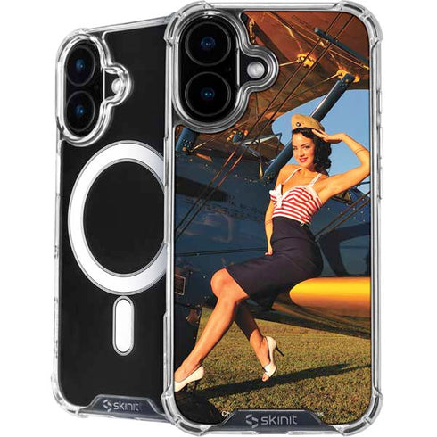 1940s Pin-Up On Stearman Biplane iPhone 16 MagSafe Case