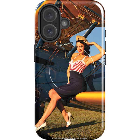1940s Pin-Up On Stearman Biplane iPhone 16 Magsafe Impact Case