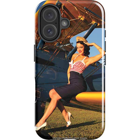 1940s Pin-Up On Stearman Biplane iPhone 16 Plus Impact Case