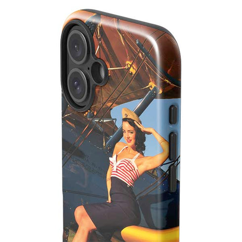 1940s Pin-Up On Stearman Biplane iPhone 16 Plus Impact Case