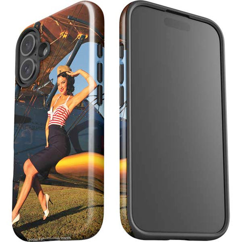 1940s Pin-Up On Stearman Biplane iPhone 16 Plus Impact Case