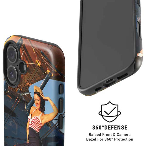 1940s Pin-Up On Stearman Biplane iPhone 16 Plus Magsafe Impact Case