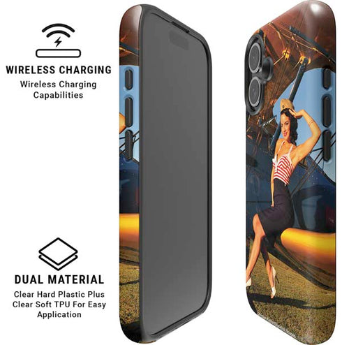 1940s Pin-Up On Stearman Biplane iPhone 16 Plus Magsafe Impact Case