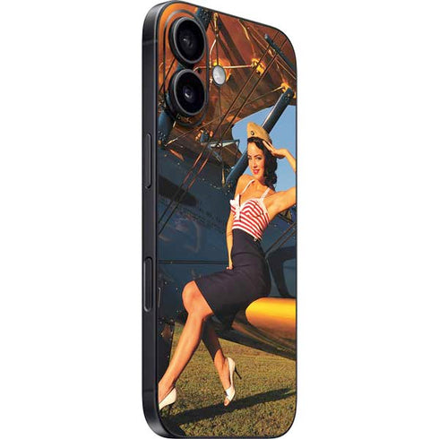 1940s Pin-Up On Stearman Biplane iPhone 16 Plus Skin