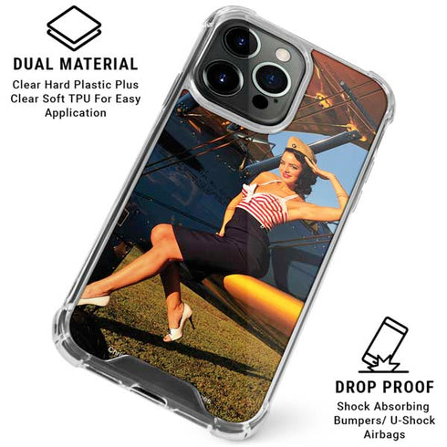 1940s Pin-Up On Stearman Biplane iPhone 16 Pro Clear Case