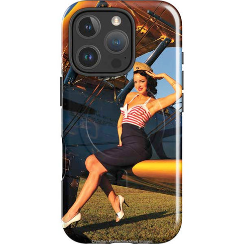 1940s Pin-Up On Stearman Biplane iPhone 16 Pro Magsafe Impact Case