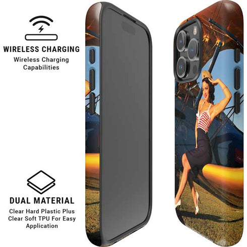 1940s Pin-Up On Stearman Biplane iPhone 16 Pro Max Magsafe Impact Case