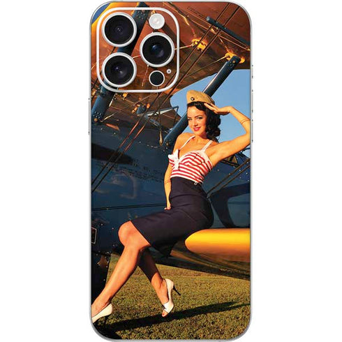 1940s Pin-Up On Stearman Biplane iPhone 16 Pro Max Skin