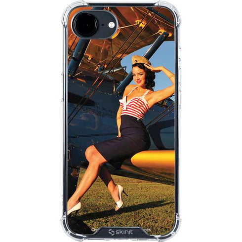 1940s Pin-Up On Stearman Biplane iPhone 16e Clear Case