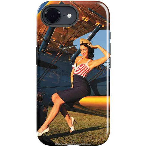 1940s Pin-Up On Stearman Biplane iPhone 16e Impact Case