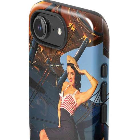 1940s Pin-Up On Stearman Biplane iPhone 16e Impact Case