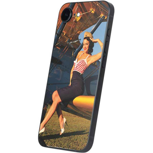1940s Pin-Up On Stearman Biplane iPhone 16e Skin