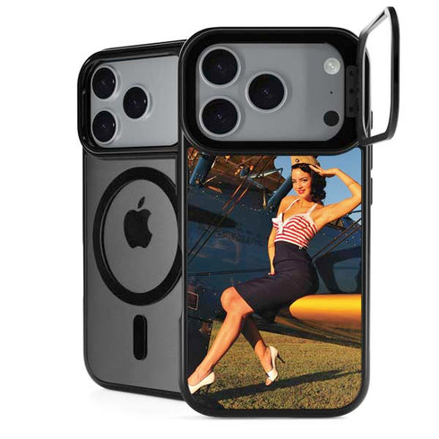 1940s Pin-Up On Stearman Biplane iPhone 18 Pro Kickstand Case