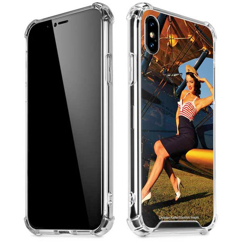 1940s Pin-Up On Stearman Biplane iPhone X/XS Clear Case