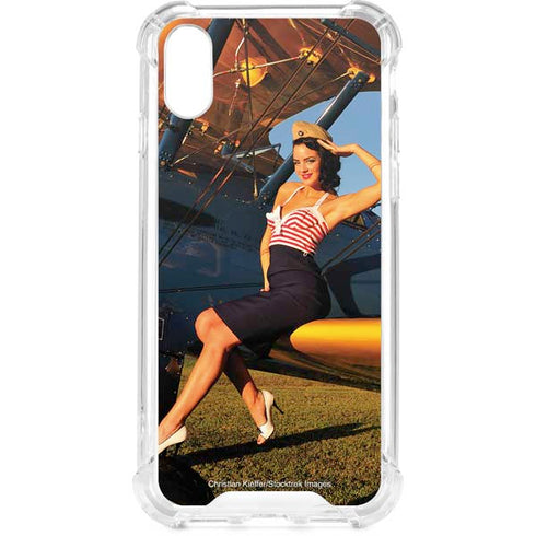 1940s Pin-Up On Stearman Biplane iPhone XS Clear Case