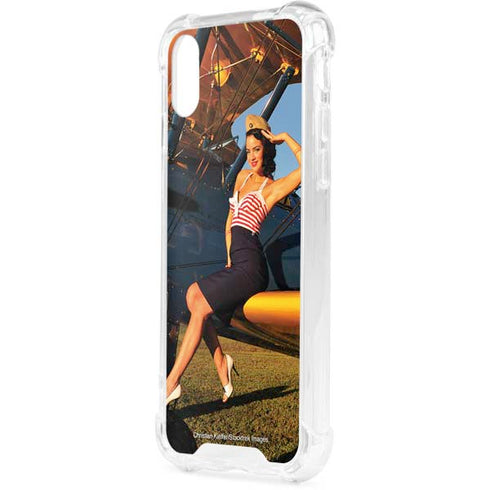 1940s Pin-Up On Stearman Biplane iPhone XS Clear Case