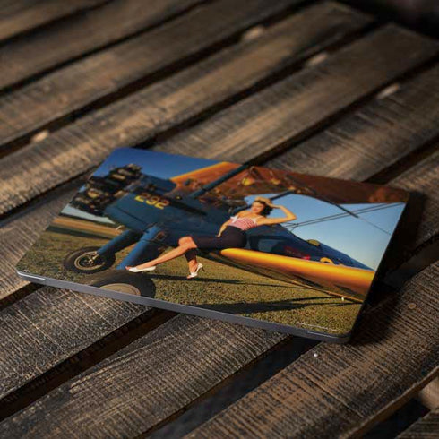 1940s Pin-Up On Stearman Biplane Apple MacBook Air Skin