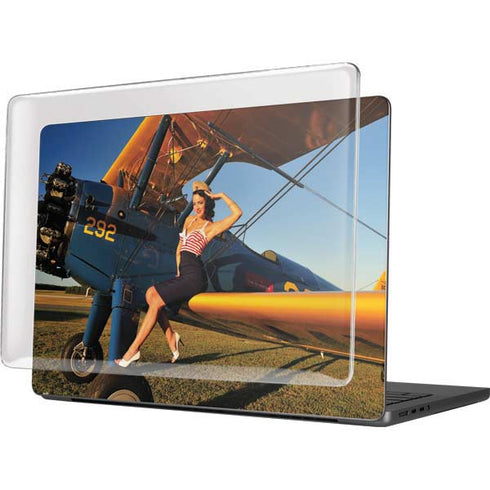 1940s Pin-Up On Stearman Biplane MacBook Pro 14in (2021-24) Case plus Skin