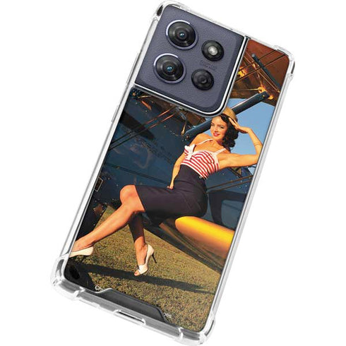 1940s Pin-Up On Stearman Biplane Moto G 5G (2025) Clear Case