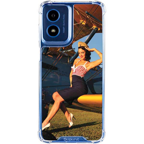 1940s Pin-Up On Stearman Biplane Moto G 5G (2024) Clear Case