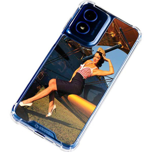 1940s Pin-Up On Stearman Biplane Moto G 5G (2024) Clear Case