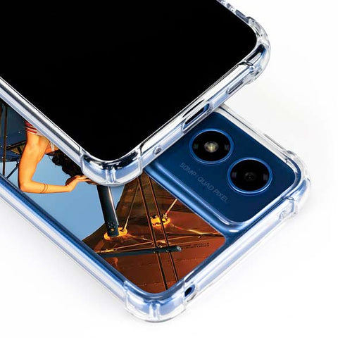 1940s Pin-Up On Stearman Biplane Moto G Play 4G (2024) Clear Case