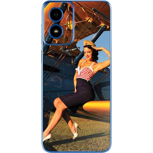 1940s Pin-Up On Stearman Biplane Moto G Play 4G (2024) Skin