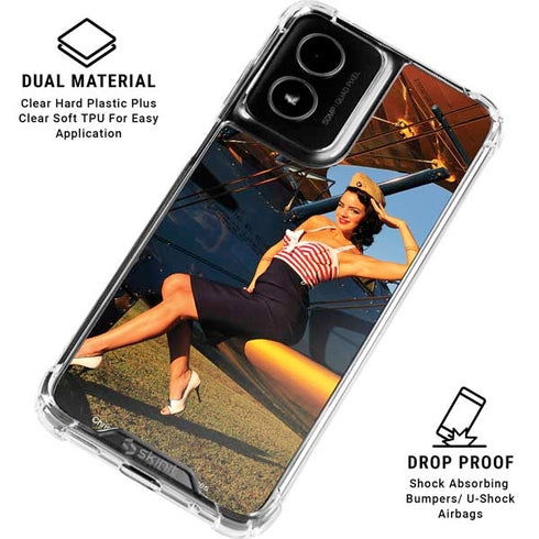 1940s Pin-Up On Stearman Biplane Moto G Power 5G (2024) Clear Case