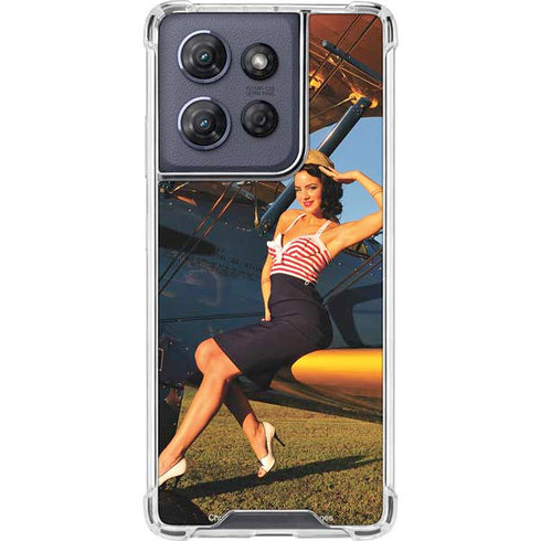 1940s Pin-Up On Stearman Biplane Moto G Power 5G (2025) Clear Case