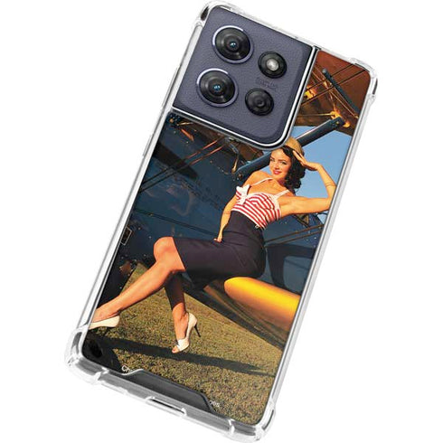 1940s Pin-Up On Stearman Biplane Moto G Stylus 5G (2025) Clear Case