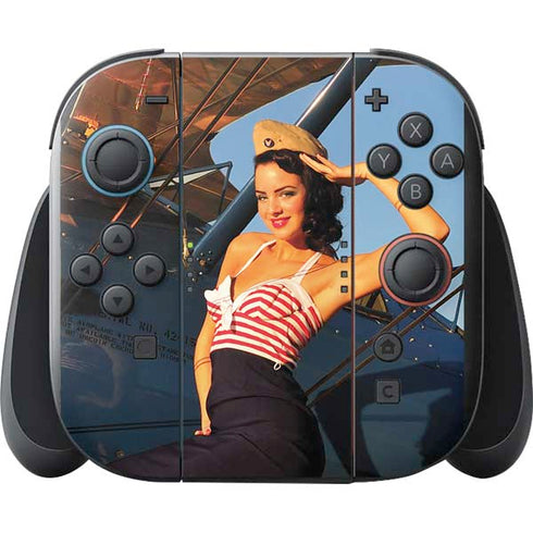 1940s Pin-Up On Stearman Biplane Nintendo Switch 2 (2025) with Joy-Con Skin